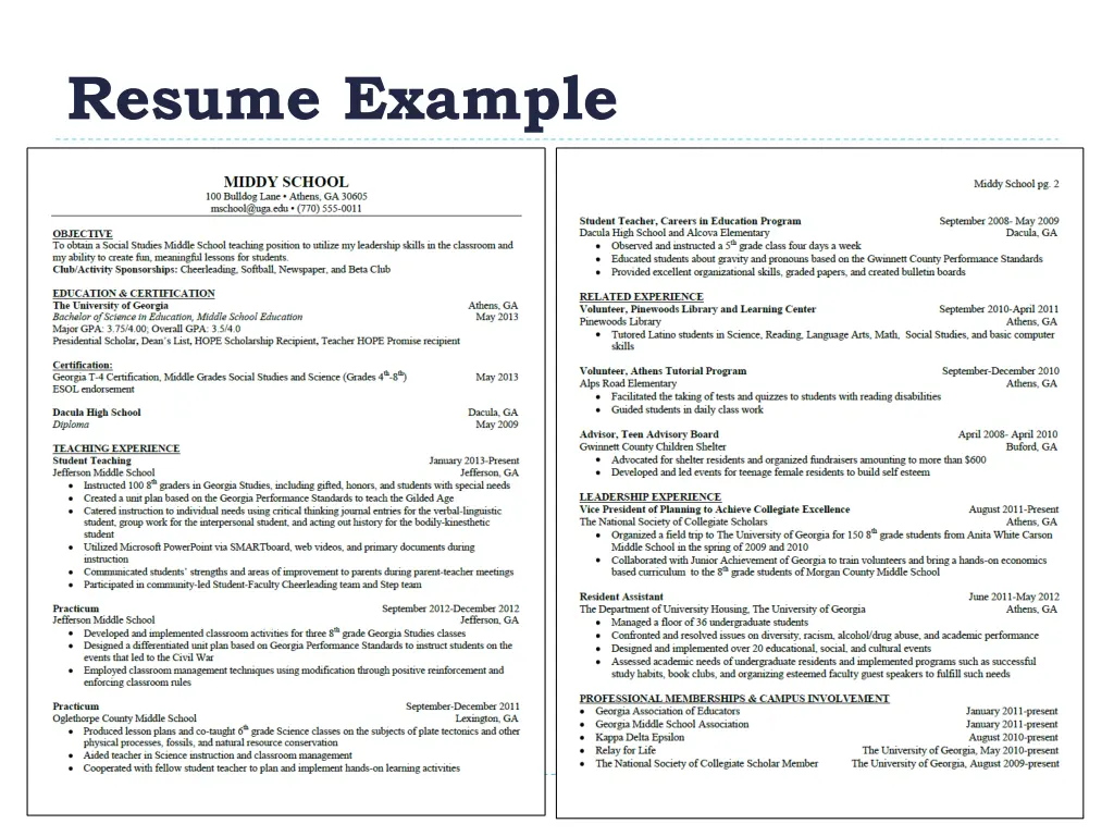 resume example