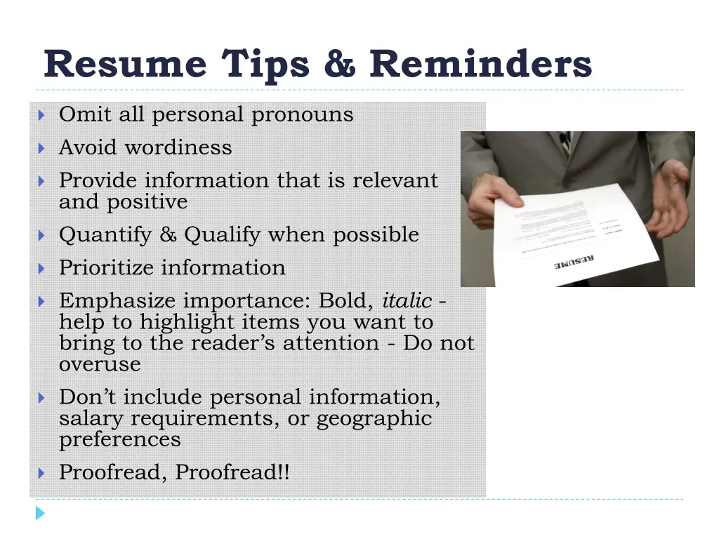 resume tips reminders