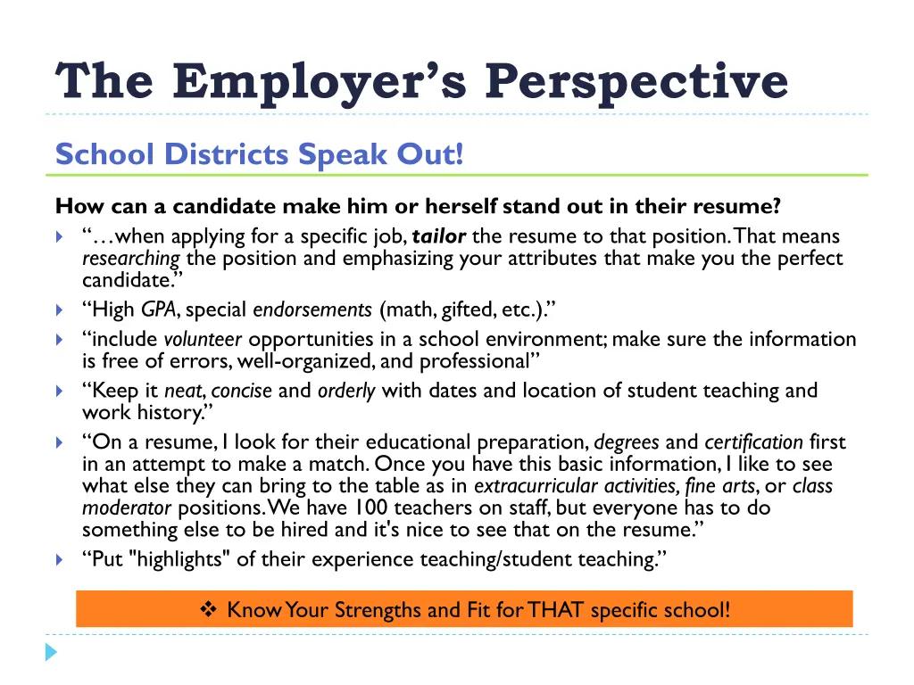 the employer s perspective