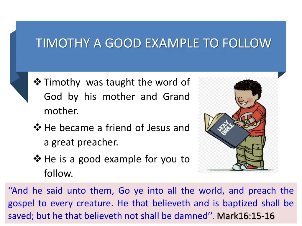 timothy a good example to follow