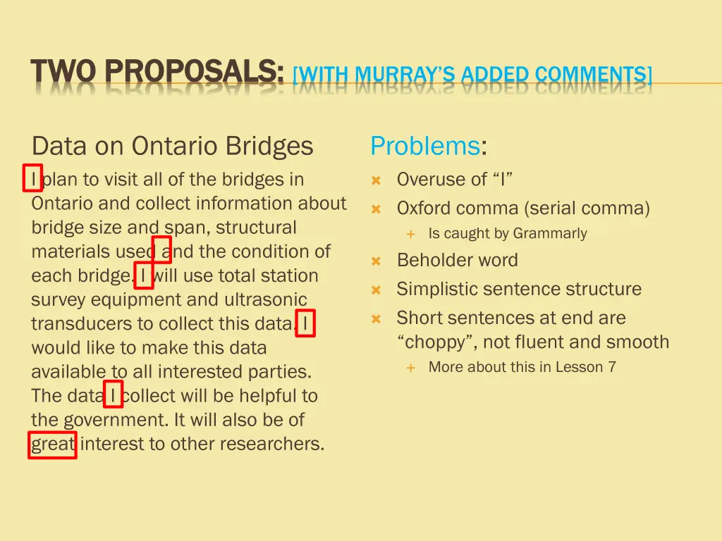 two proposals two proposals with murray s added