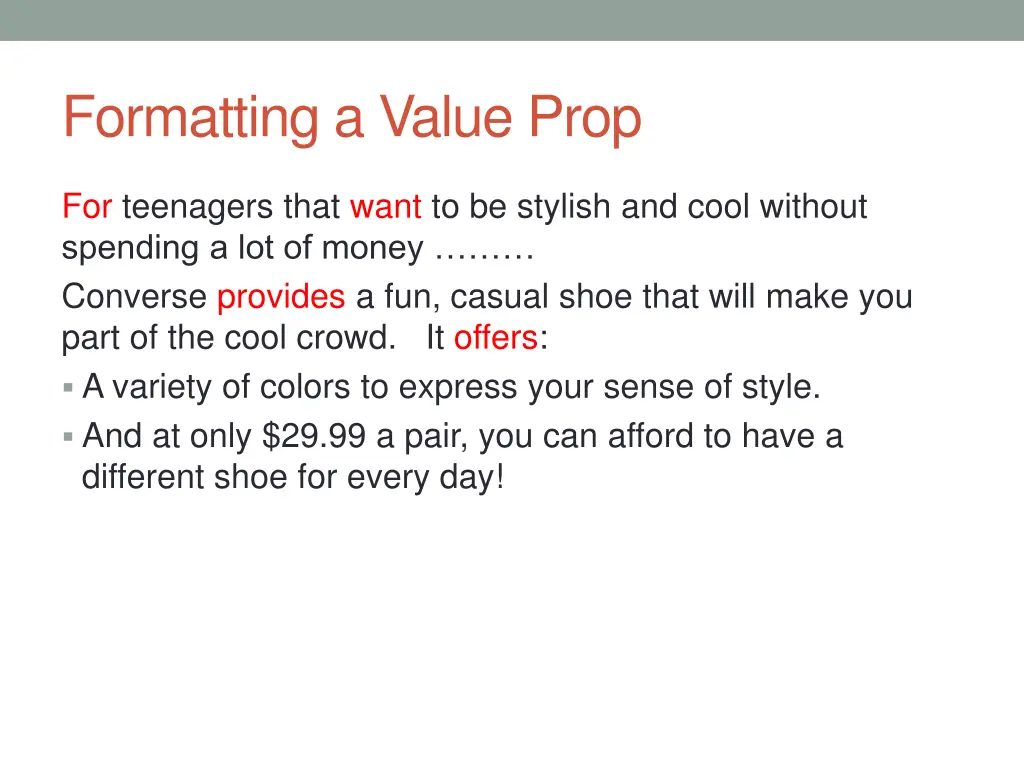 formatting a value prop 1