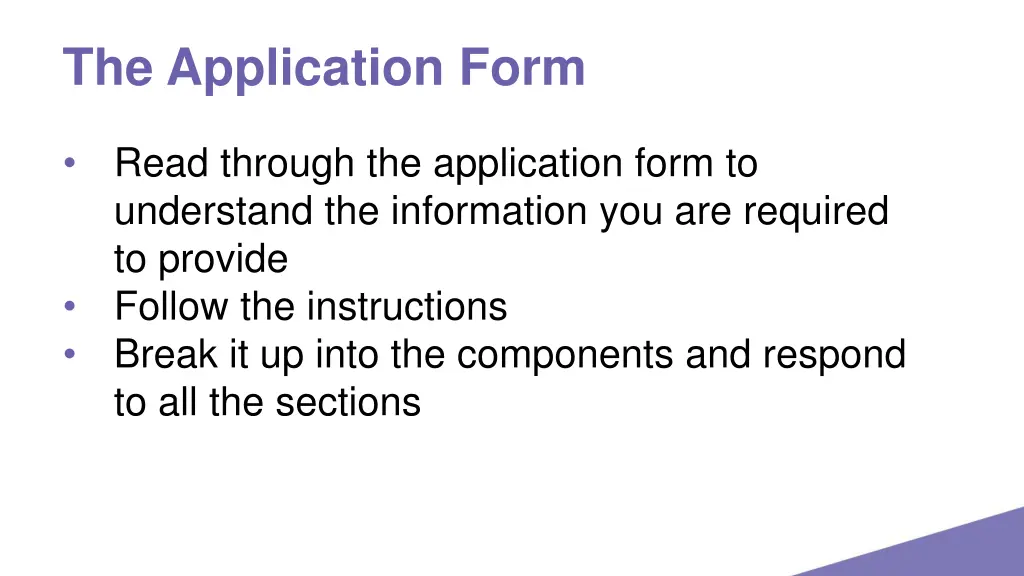 the application form