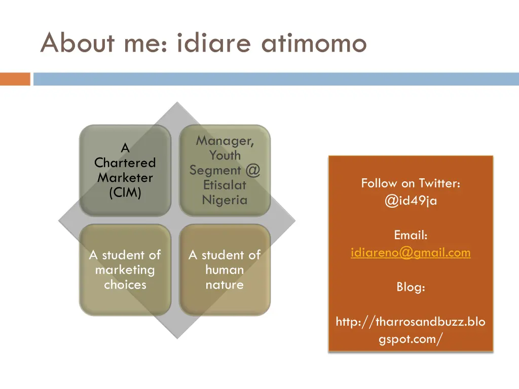 about me idiare atimomo