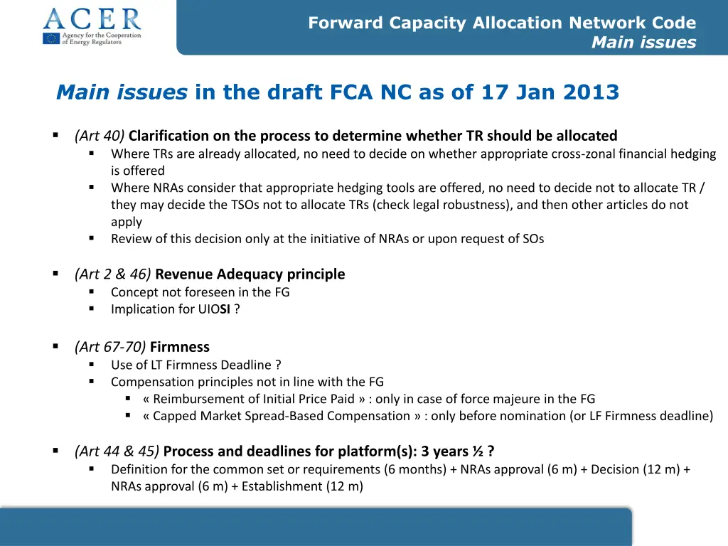 forward capacity allocation network code