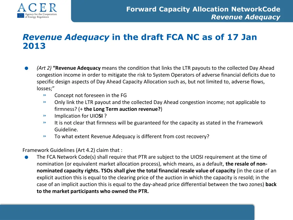 forward capacity allocation networkcode