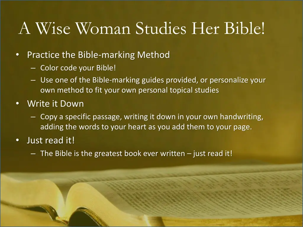 a wise woman studies her bible