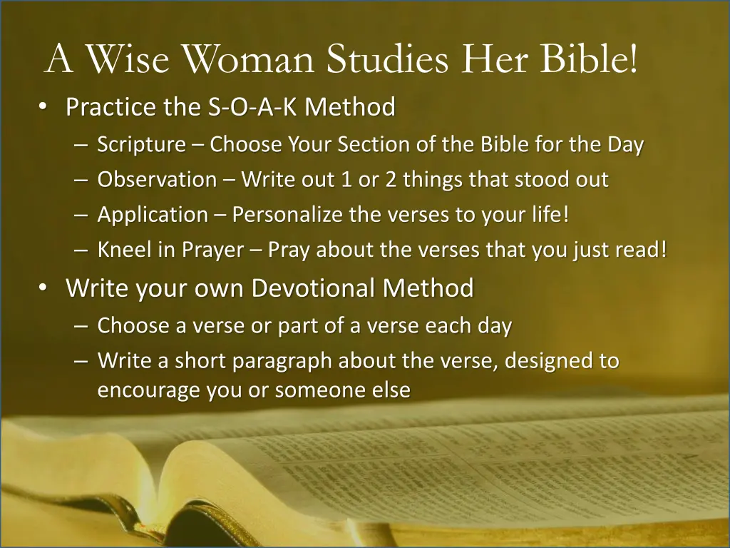 a wise woman studies her bible practice