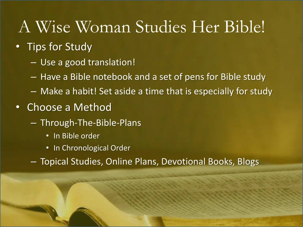 a wise woman studies her bible tips for study