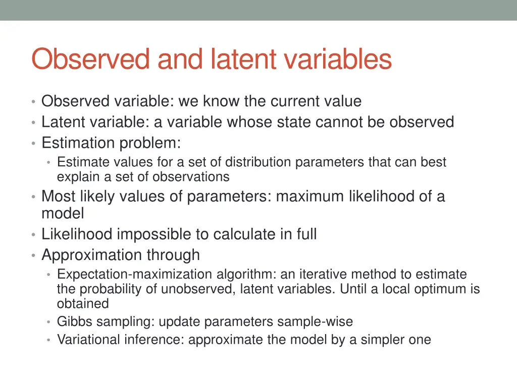 observed and latent variables