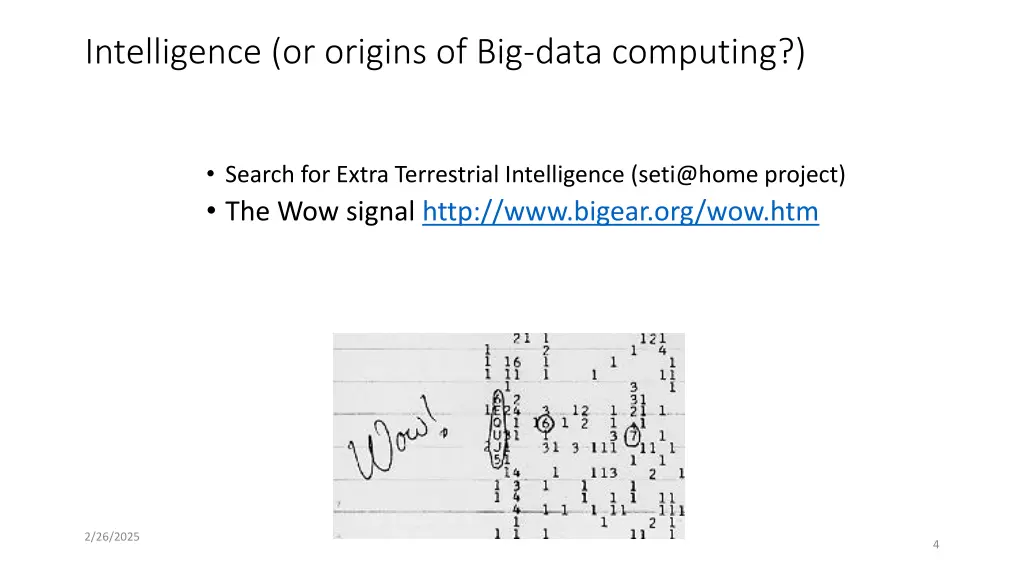 intelligence or origins of big data computing
