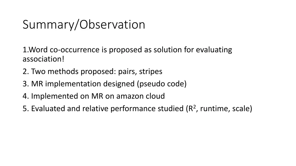summary observation