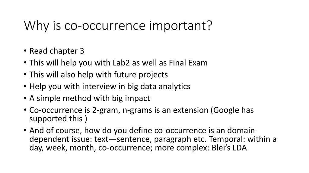 why is co occurrence important