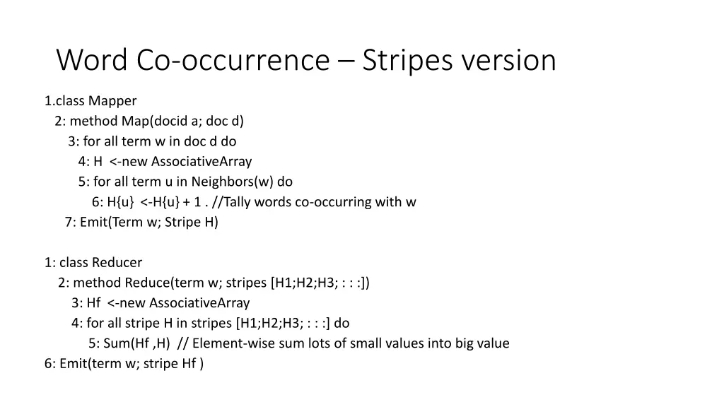 word co occurrence stripes version
