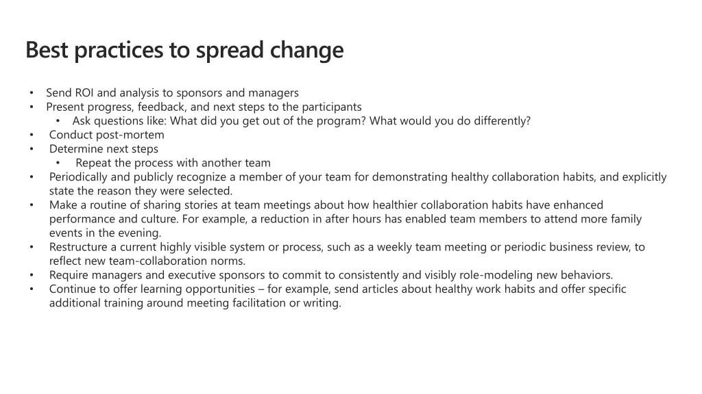 best practices to spread change