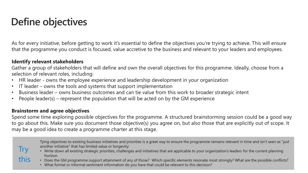 define objectives