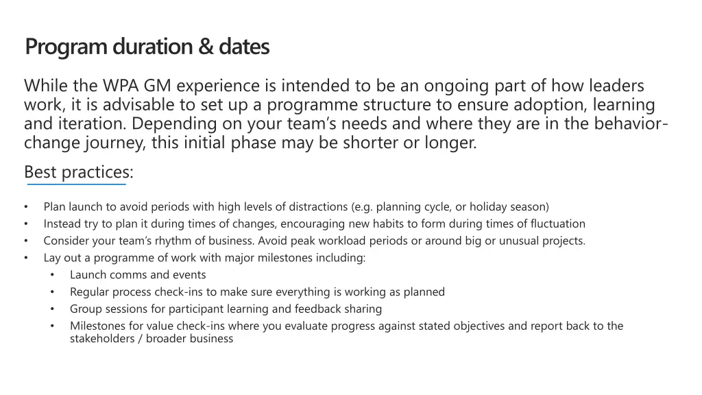 program duration dates