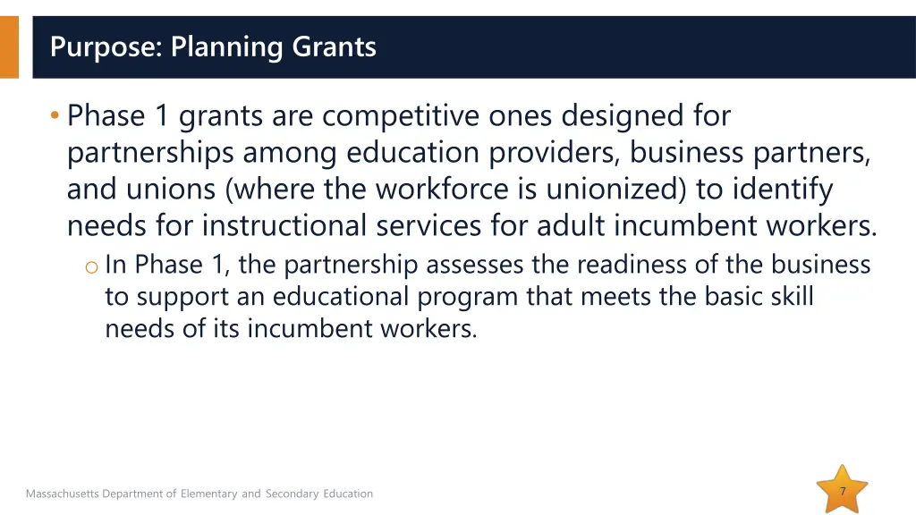 purpose planning grants