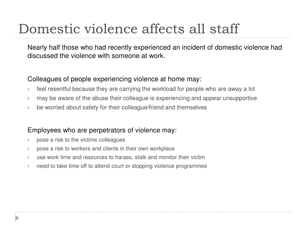 domestic violence affects all staff
