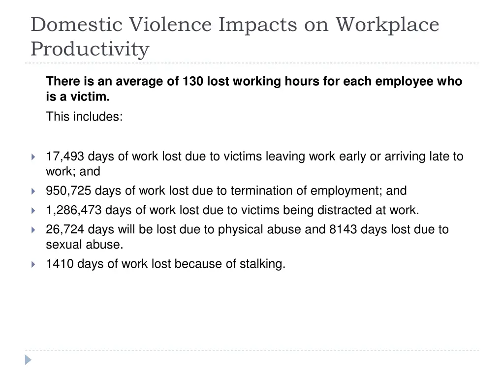 domestic violence impacts on workplace