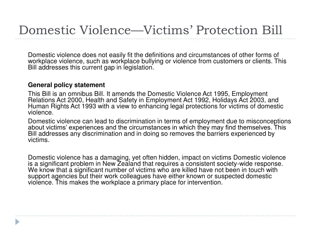 domestic violence victims protection bill