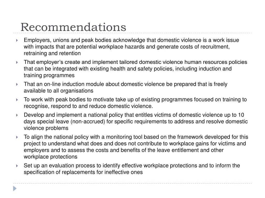 recommendations