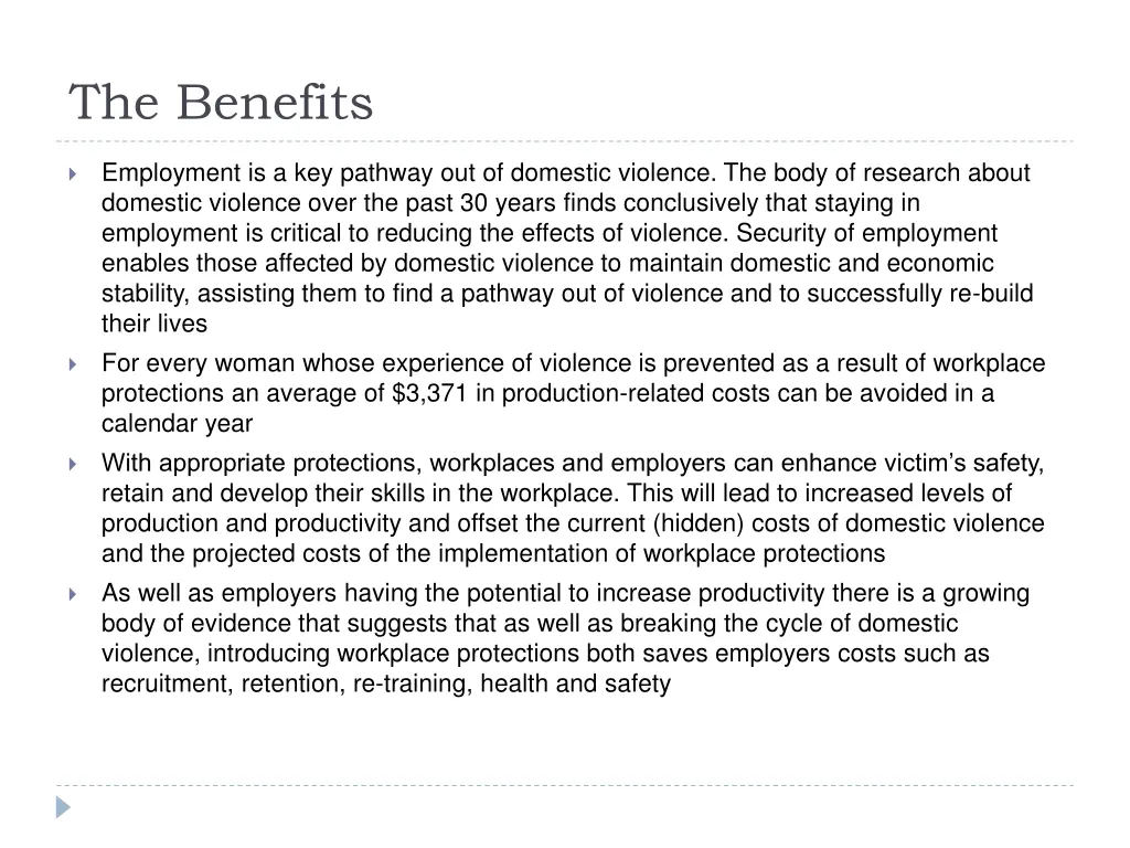 the benefits