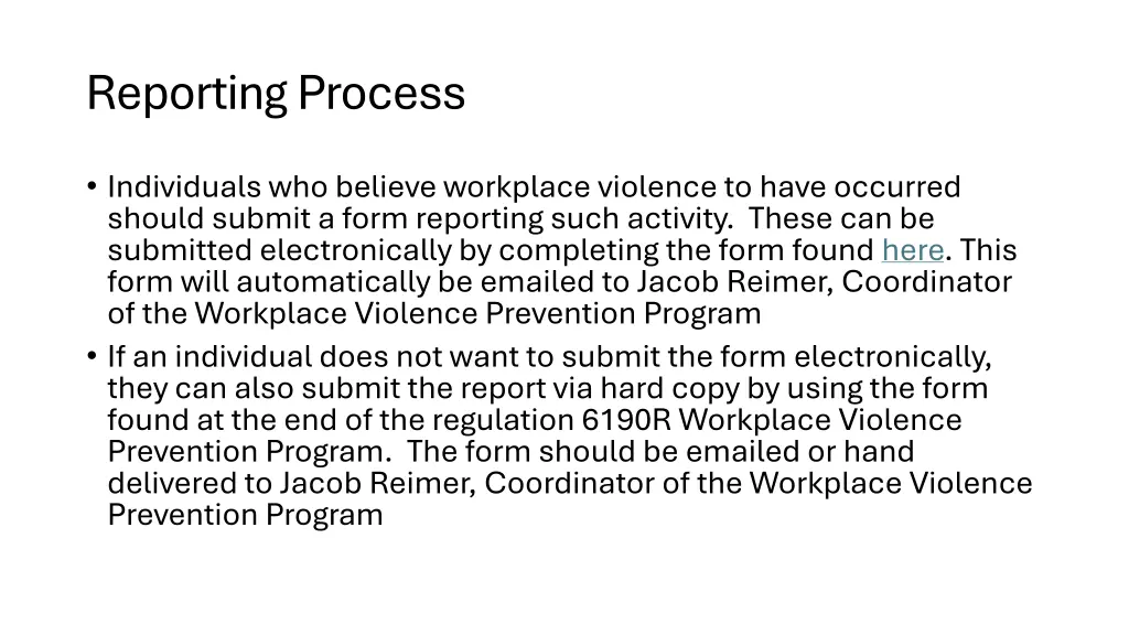 reporting process