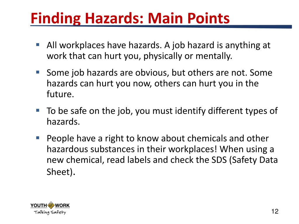 finding hazards main points