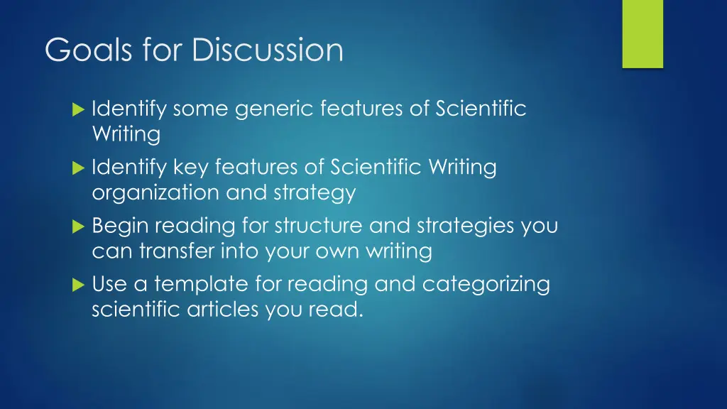 goals for discussion