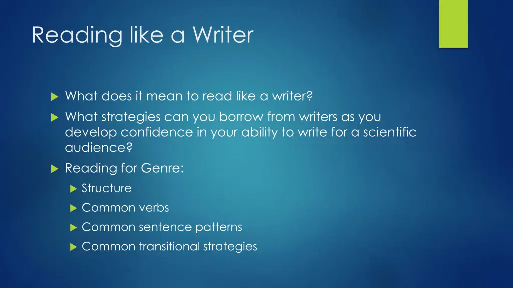 reading like a writer