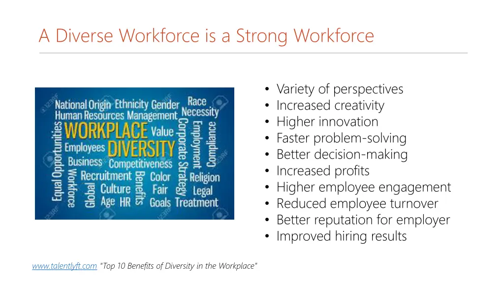 a diverse workforce is a strong workforce