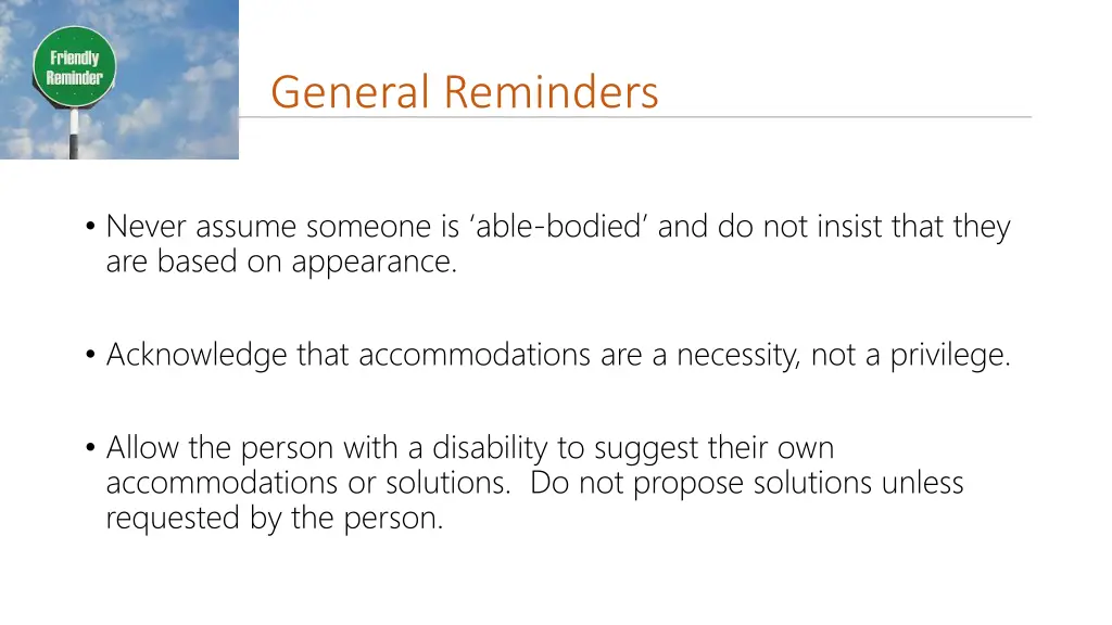 general reminders