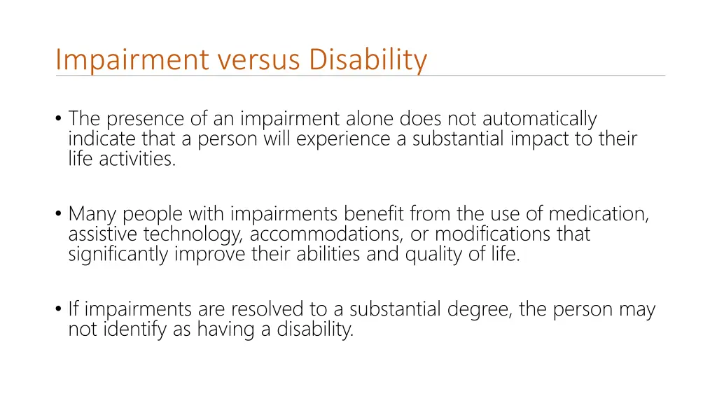 impairment versus disability