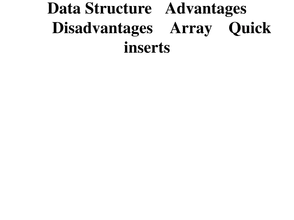 data structure advantages disadvantages inserts