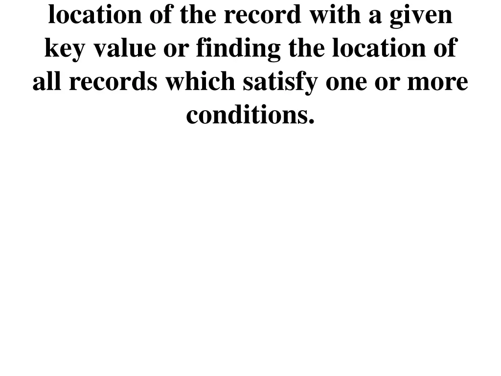 location of the record with a given key value
