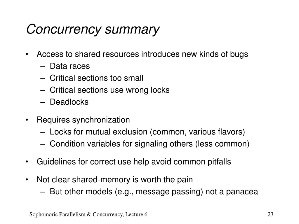 concurrency summary