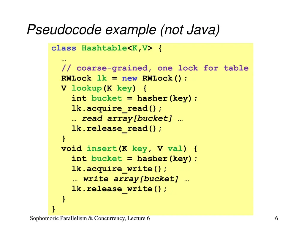 pseudocode example not java