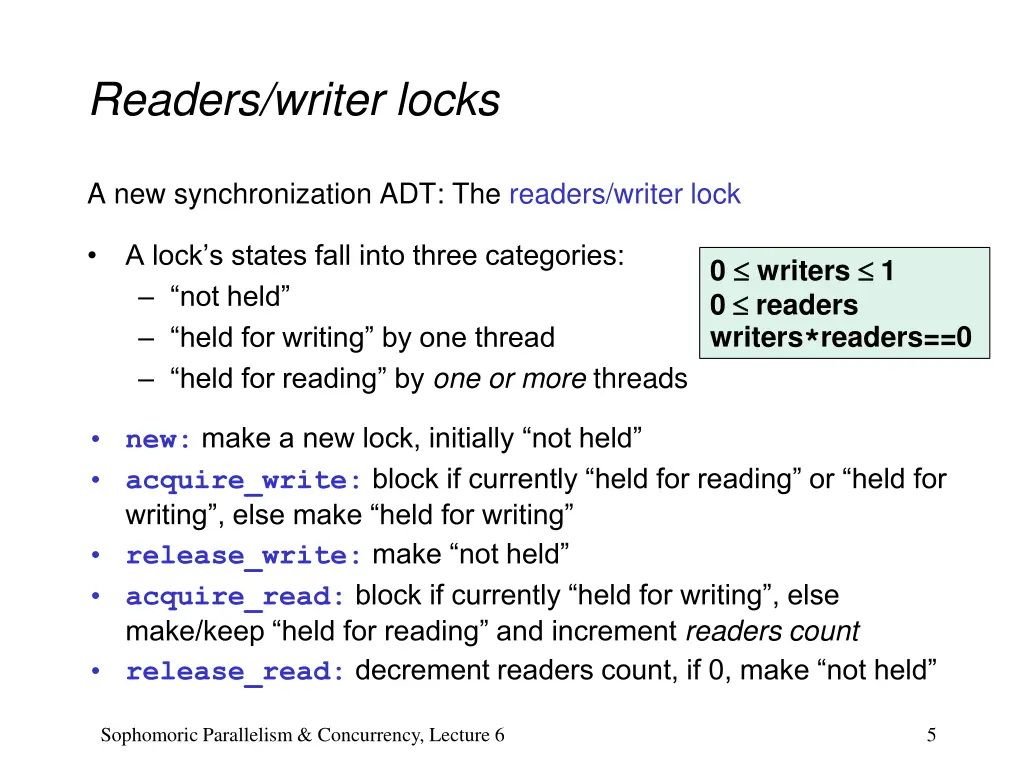readers writer locks