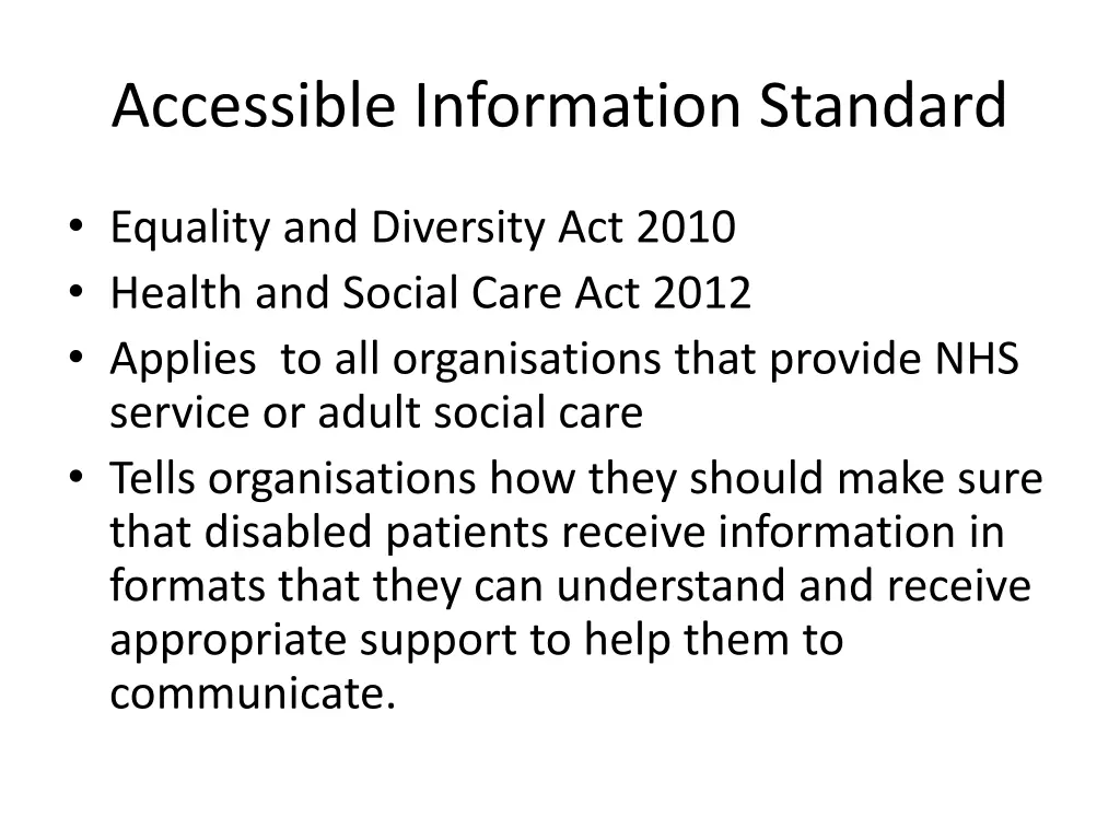 accessible information standard 1