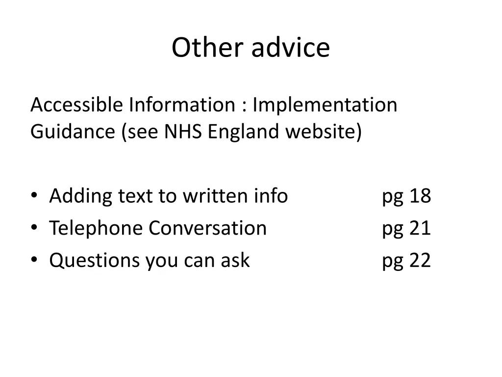 other advice