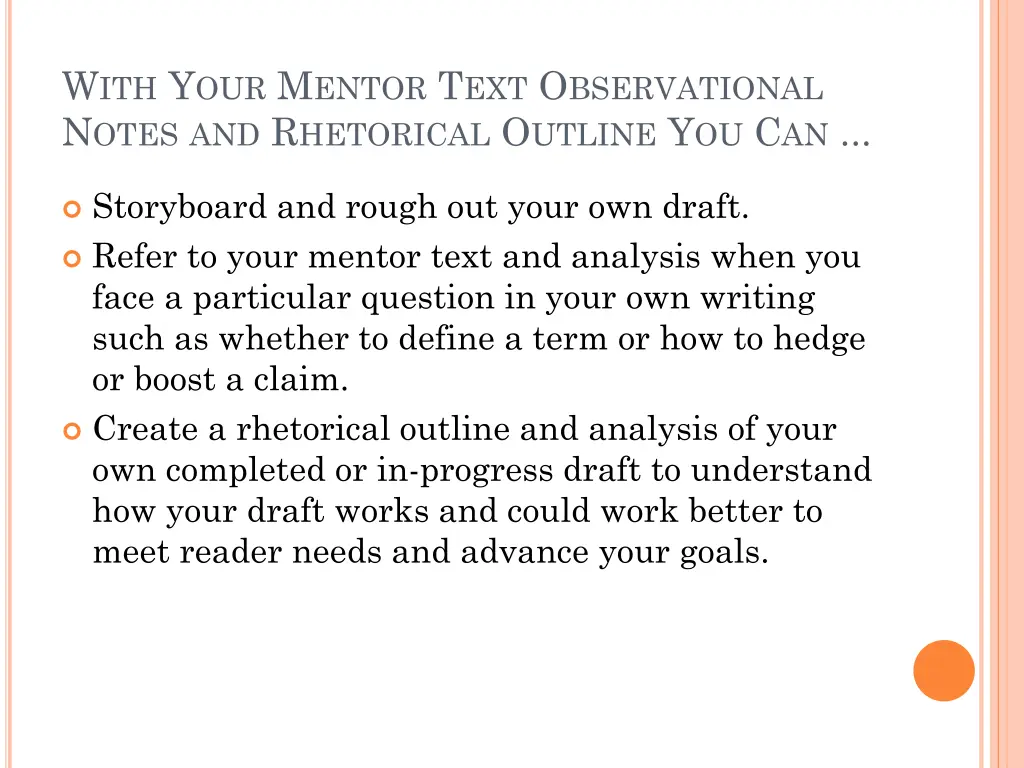 w ith y our m entor t ext o bservational n otes
