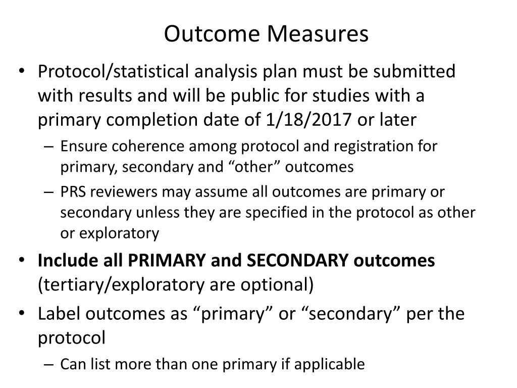 outcome measures
