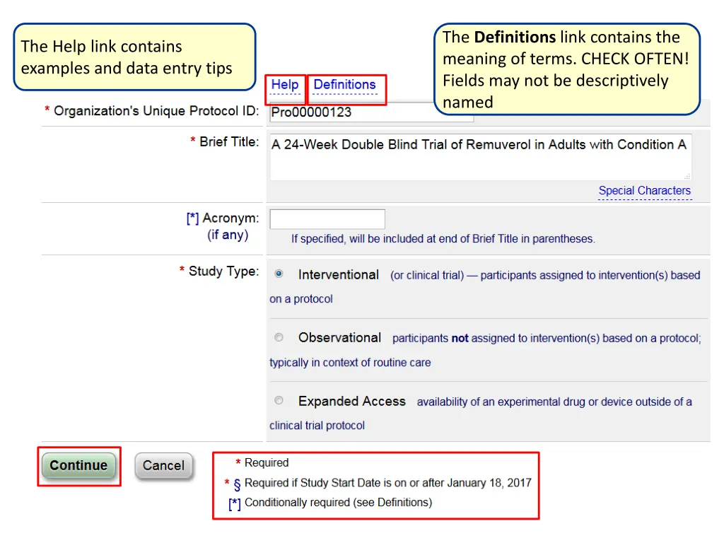 the definitions link contains the meaning