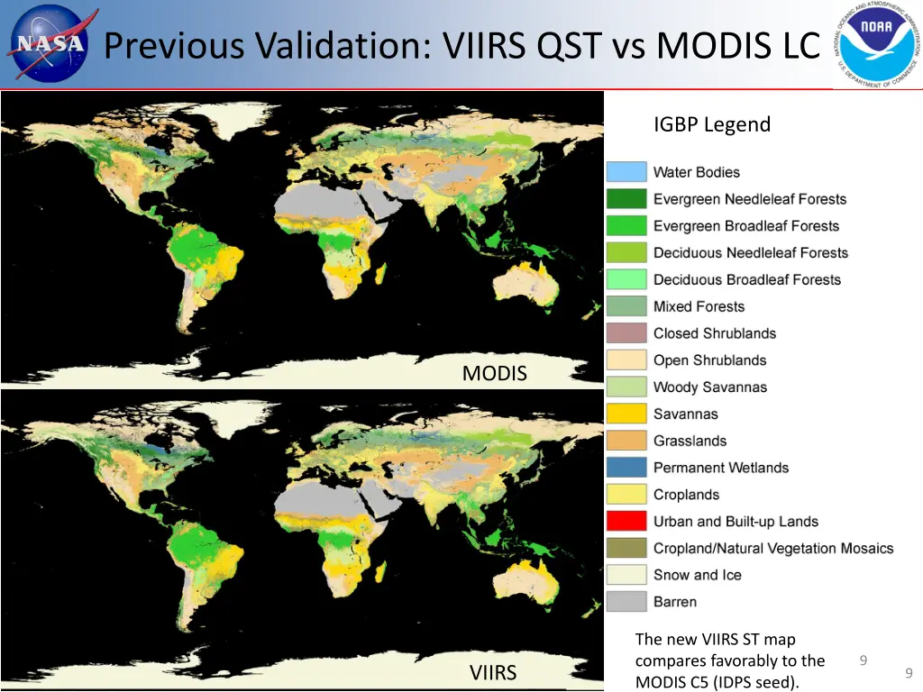 previous validation viirs qst vs modis lc