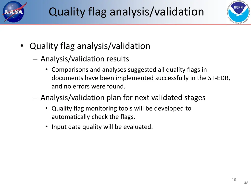 quality flag analysis validation 12
