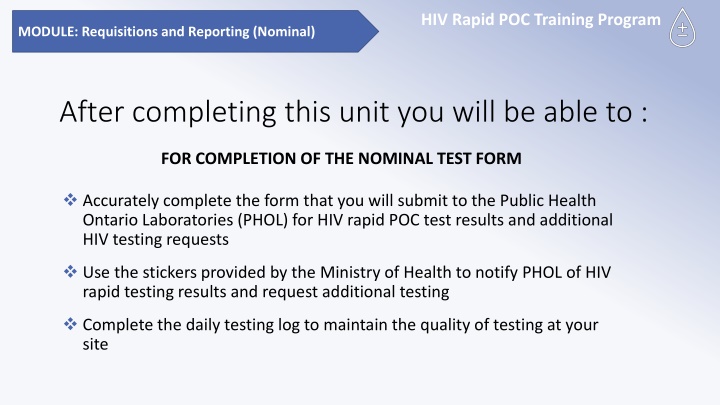 hiv rapid poc training program