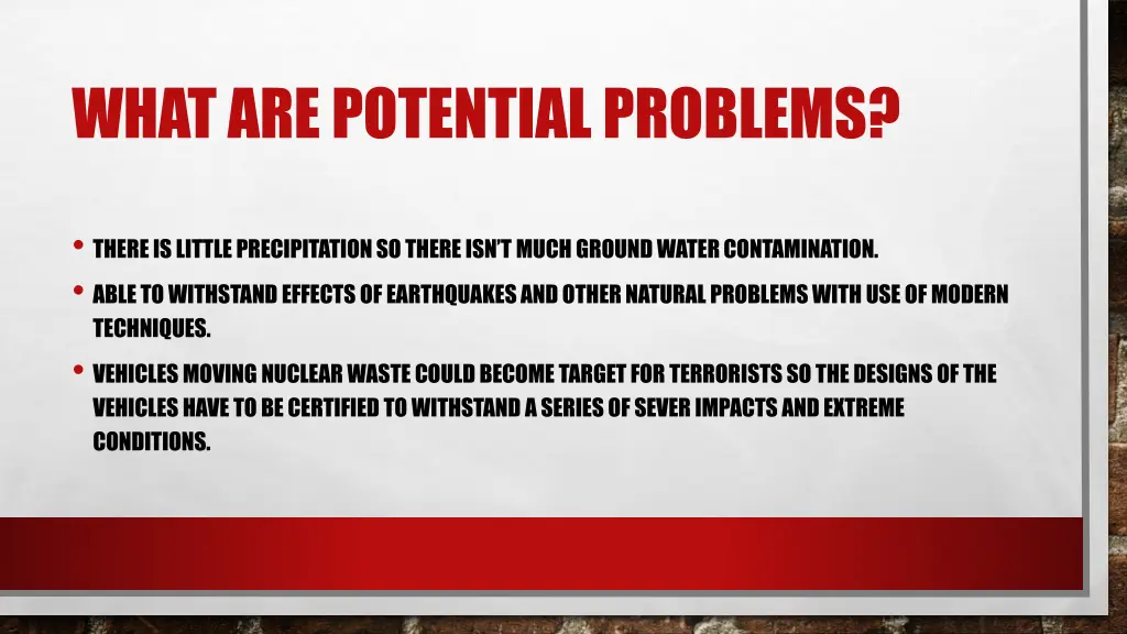 what are potential problems
