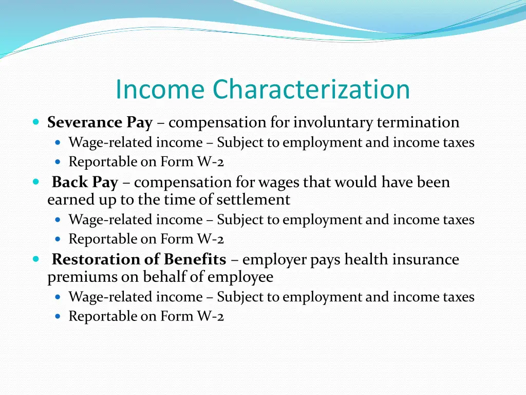 income characterization