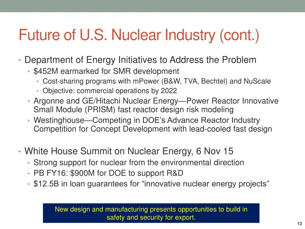 future of u s nuclear industry cont